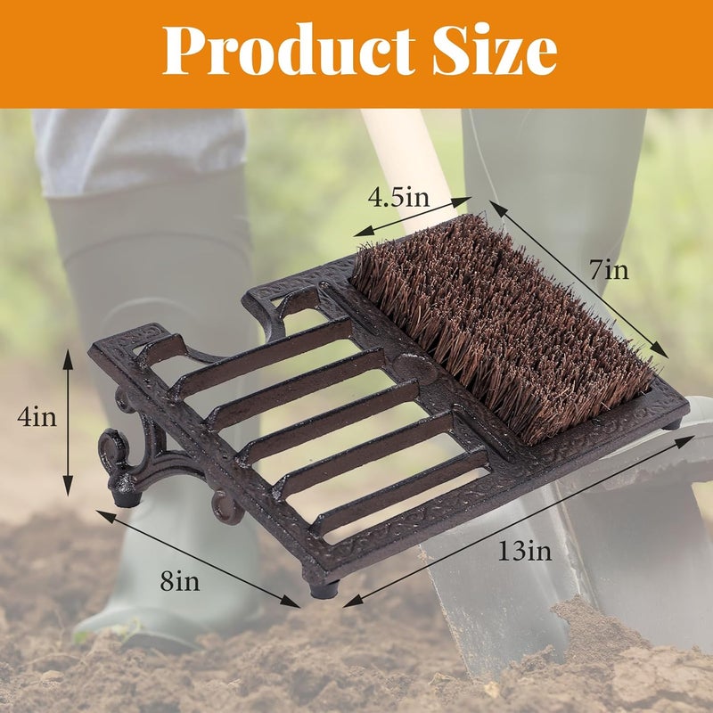Fudontte Cast Iron Boot Brush Scraper Outdoor, Heavy Duty Boot Scrubber Brush with Angled Design, Vintage Rustic Boot Scrapers with Brushes Outdoor for Outdoor, Porch, Entryway - Image 2
